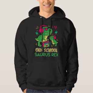 Old School Saurus Rex Dinosaur 80s 90s Stereo Mens Hoodie