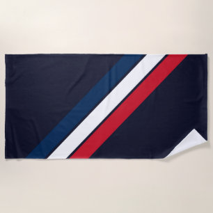 Old School Striped 70s 80s Retro Racing Stripes Beach Towel