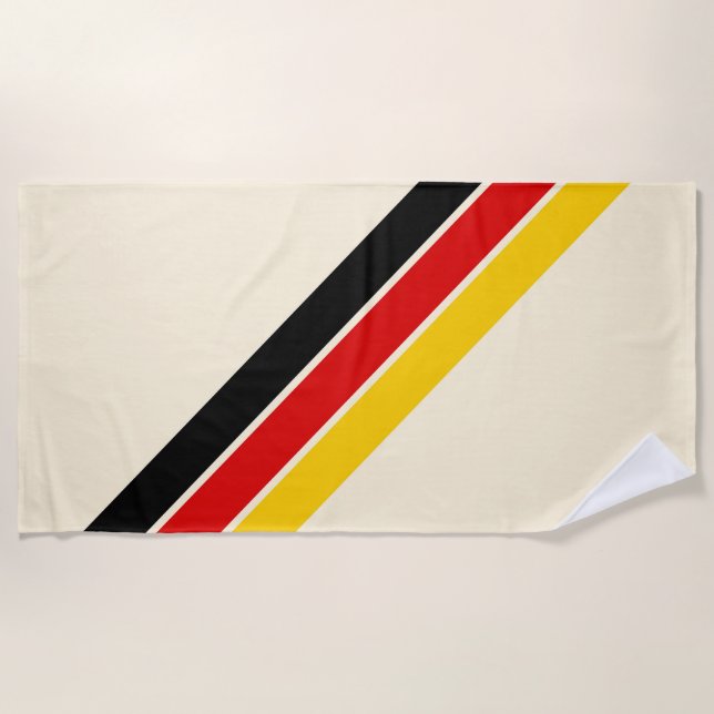 Old School Striped 70s 80s Retro Racing Stripes Beach Towel (Front)