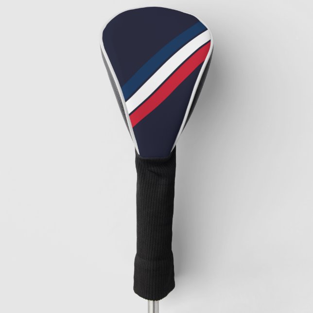 Old School Striped 70s 80s Retro Racing Stripes Golf Head Cover (Front)