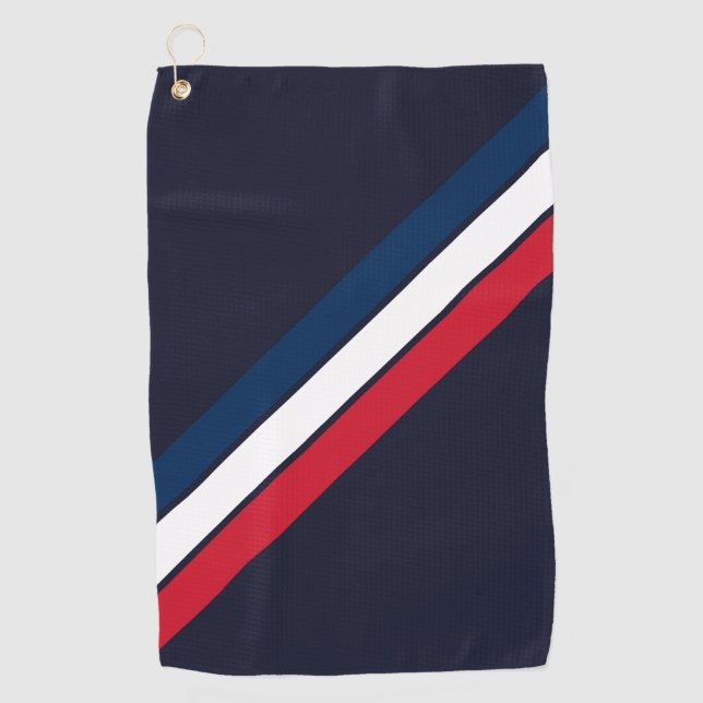Old School Striped 70s 80s Retro Racing Stripes Golf Towel (Front)