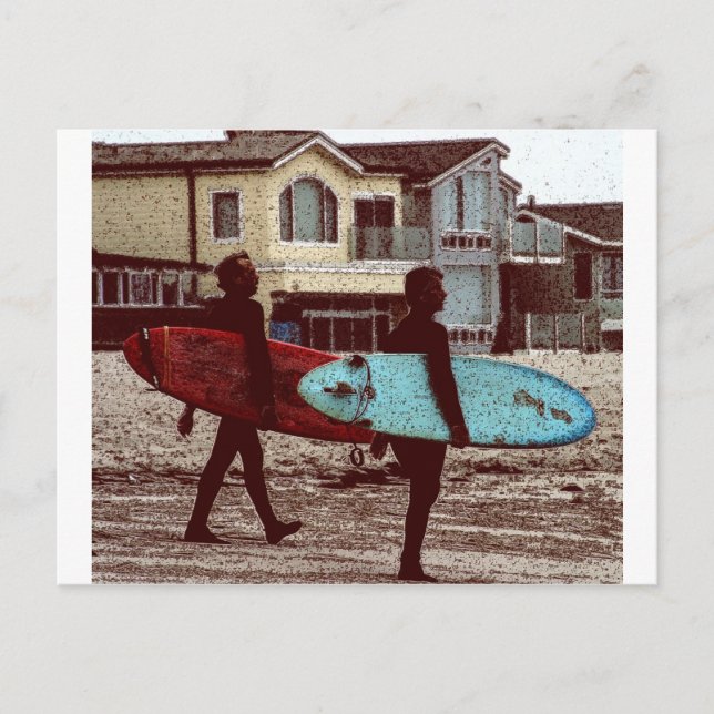 Old School Surfers Postcard (Front)