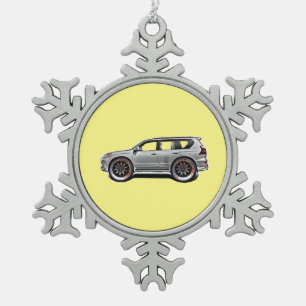OLD SCHOOL SUV SNOWFLAKE PEWTER CHRISTMAS ORNAMENT