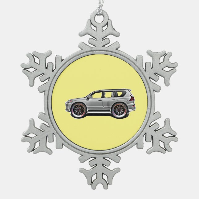 OLD SCHOOL SUV SNOWFLAKE PEWTER CHRISTMAS ORNAMENT (Front)