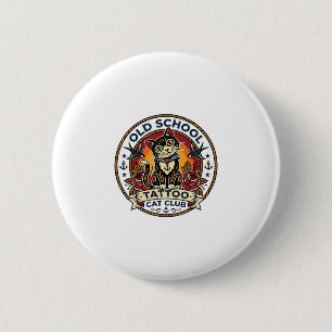 Old School Tattoo Cat Cute Kitty Design - Old Scho 6 Cm Round Badge