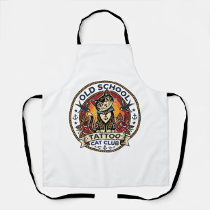 Old School Tattoo Cat Cute Kitty Design - Old Scho Apron