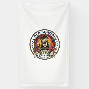 Old School Tattoo Cat Cute Kitty Design - Old Scho Banner