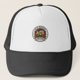 Old School Tattoo Cat Cute Kitty Design - Old Scho Trucker Hat