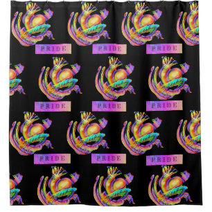 Old school tattoo design in pride colours shower curtain