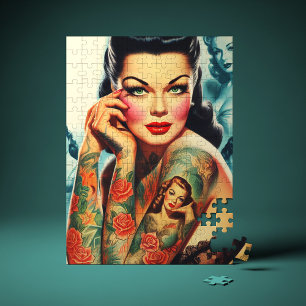 Old School Tattoo Girl Jigsaw Puzzle