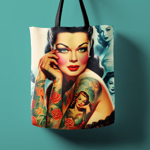 Old School Tattoo Girl Tote Bag
