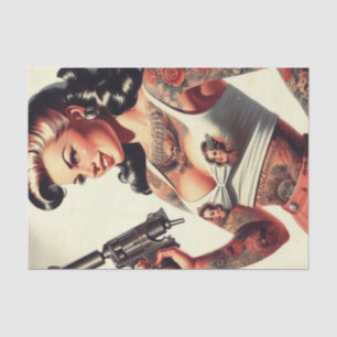 Old School Tattoo Hot Girl Tissue Paper