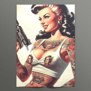 Old School Tattoo Hot Girl Tissue Paper