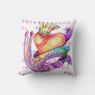 Old school tattoo in pride colours cushion
