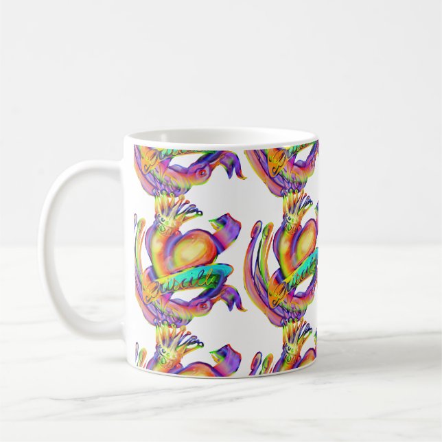 Old school tattoo in rainbow colours coffee mug (Left)