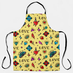 Old School Tattoo Love Pattern Apron