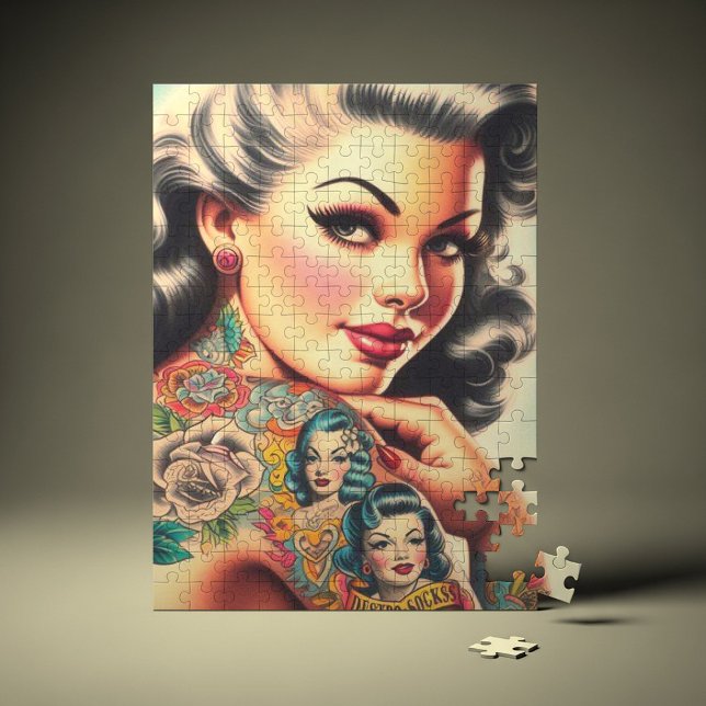 Old School Tattoo Pin-up Jigsaw Puzzle (Creator Uploaded)