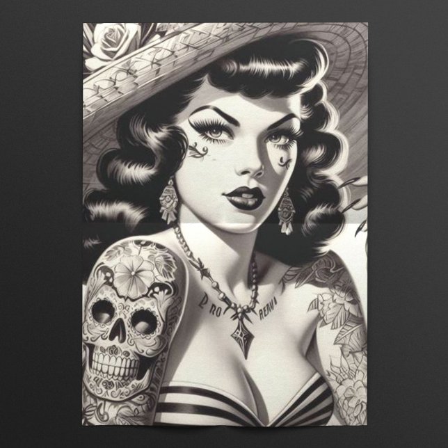 Old School Tattoo Pinup Tissue Paper (Creator Uploaded)