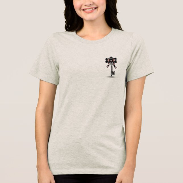 Old School Tattoo Skeleton Key with Bow Love Tri-Blend Shirt (Front)