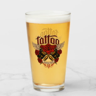 Old School Tattoo Sub Culture Roses Knuckles Beer Glass