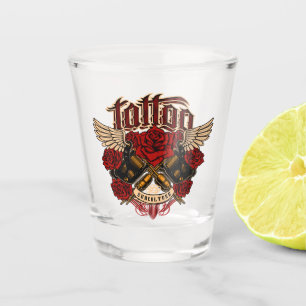 Old School Tattoo Sub Culture Roses Knuckles  Shot Glass