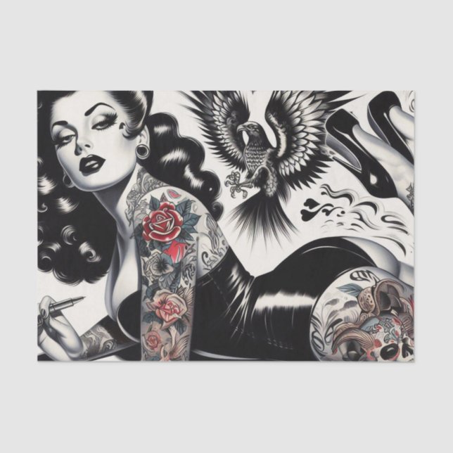 Old School Tattooed Girl Tissue Paper (Front)