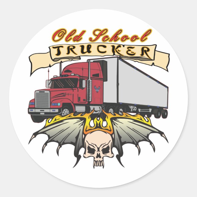 Old School Truck Driver Classic Round Sticker (Front)