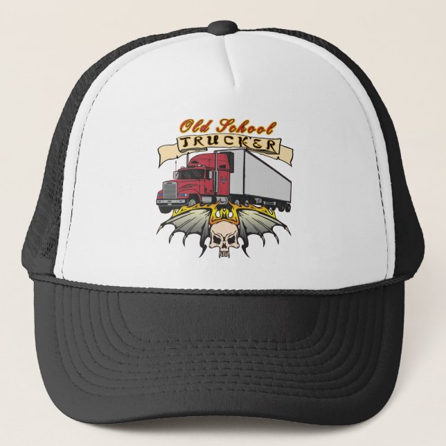 Old School Truck Driver Trucker Hat (Front)