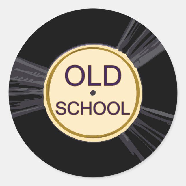 Old School Vinyl Classic Round Sticker (Front)