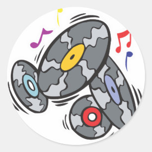 old school vinyl records classic round sticker
