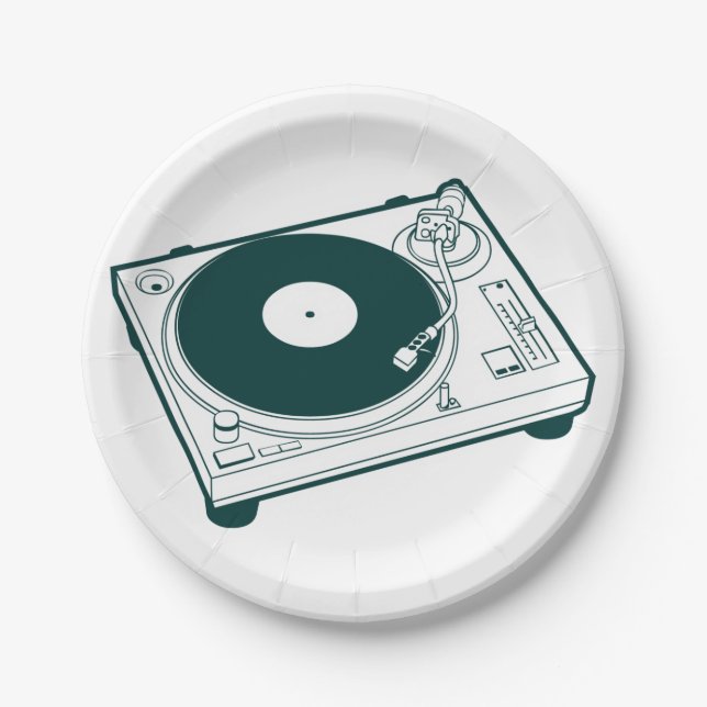Old School Wax (Vinyl) Turntable Paper Plate (Front)