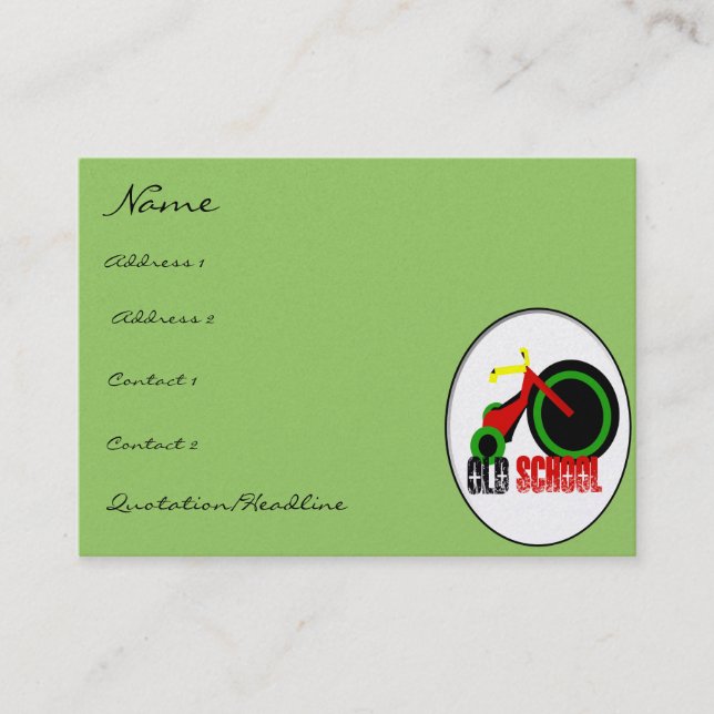 Old School with Big Wheel -Distressed Grunged Font Business Card (Front)