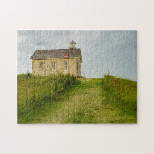 Old schoolhouse on the Kansas Prairie Jigsaw Puzzle