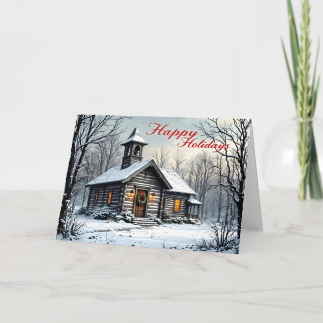 Old schoolhouse sentiments Christmas card (Front)