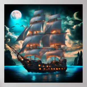 Old Schooner Sailing Ship Poster
