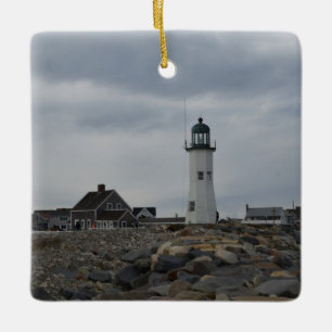 Old Scituate Lighthouse Ceramic Tree Decoration