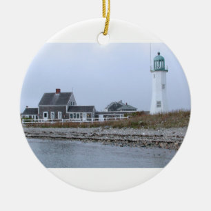 Old Scituate Lighthouse Massachusetts Ceramic Tree Decoration