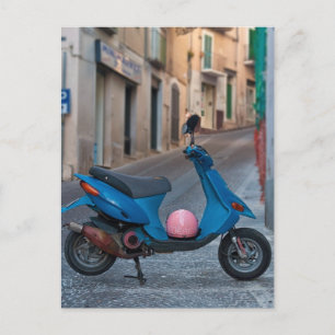 Old Scooter in Italy   Blue scooter   Postcard