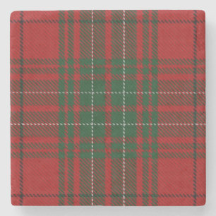 Old Scots Tavern Clan Cumming Red Green Tartan Stone Coaster