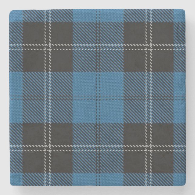 Old Scots Tavern Clan Ramsay Blue Hunting Tartan Stone Coaster (Front)
