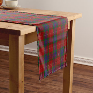 Old Scottish Clan Fraser Tartan Plaid Short Table Runner