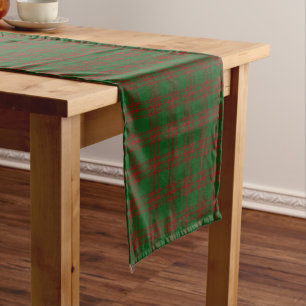 Old Scottish Clan Menzies Hunting Tartan Plaid Short Table Runner