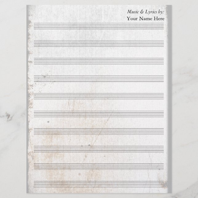 Old Scratched Blank Sheet Music 10 Stave (Front)