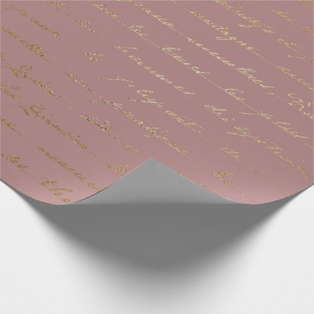 Old Script Gold Mauve Lilac Blush Pink Royal Paris Wrapping Paper (Corner)