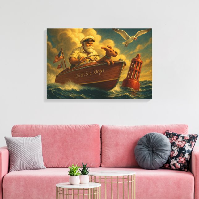 Old Sea Dogs: a sailor and his trusty canine  Canvas Print (Insitu(LivingRoom))
