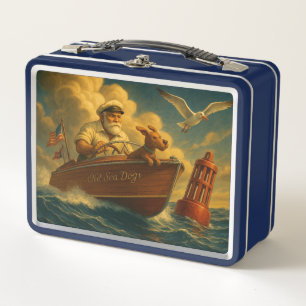 Old Sea Dogs: a sailor and his trusty canine  Metal Lunch Box