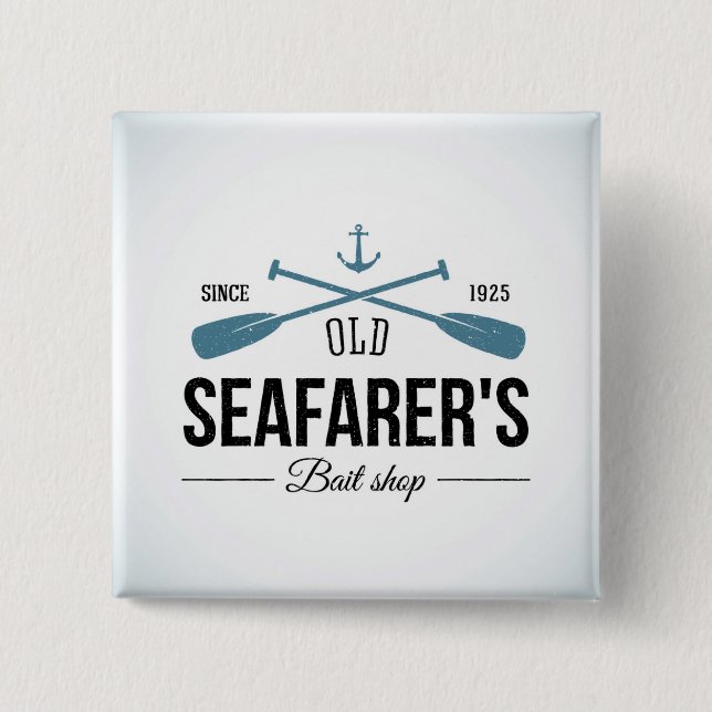 Old Seafarers Bait Shop 15 Cm Square Badge (Front)