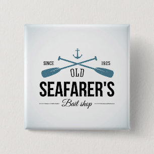 Old Seafarers Bait Shop 15 Cm Square Badge
