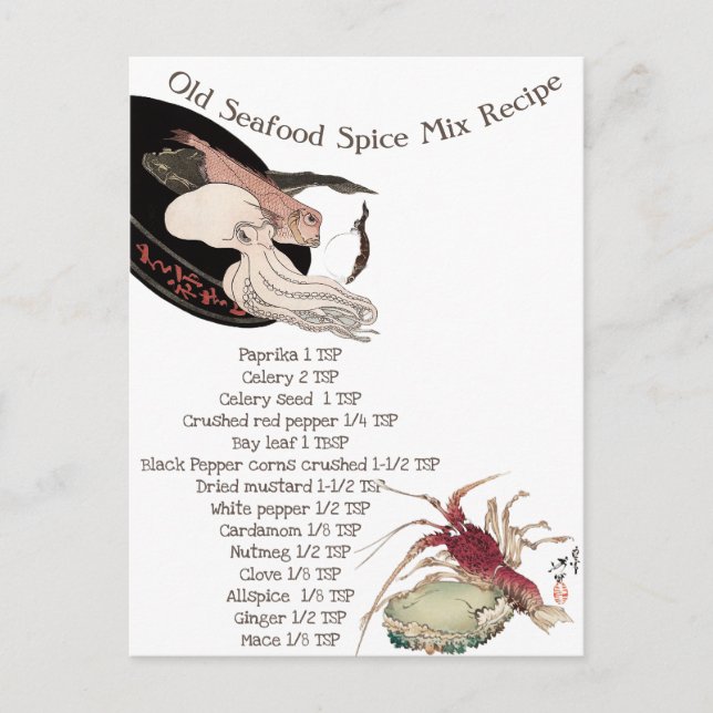 Old Seafood Spice Mix Recipe Postcard (Front)