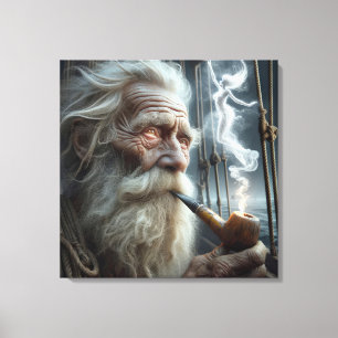 Old Seaman Smoking A Pipe Canvas Print
